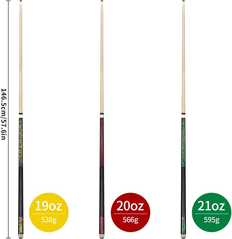 LOTKEY Pool Cue Sticks for Adults,Super Straightened Up 58'' 18 19 20 21 oz Billiard Cues Stick Canadian Maple Tacos De Billar Profesional Set of 4/3/2/1 House Bar Pool Que Table Beginner Pool Queue for Sale - Image 2